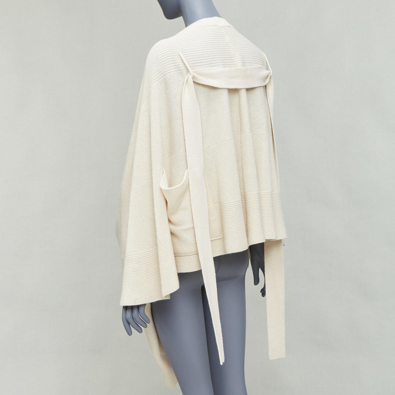 ALEXANDER MCQUEEN cream wool cashmere silk draped scoop neck sweater 1