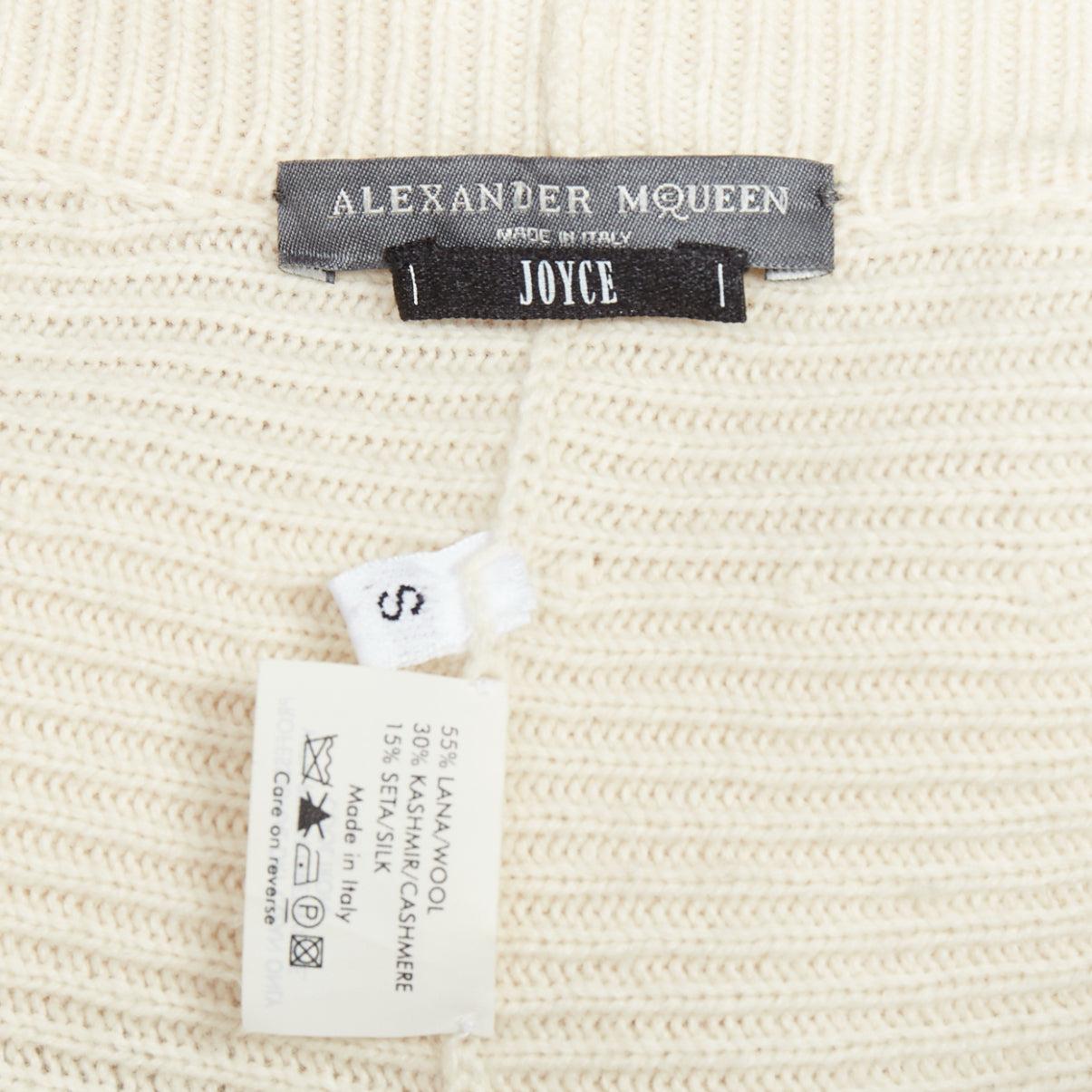 ALEXANDER MCQUEEN cream wool cashmere silk draped scoop neck sweater 3