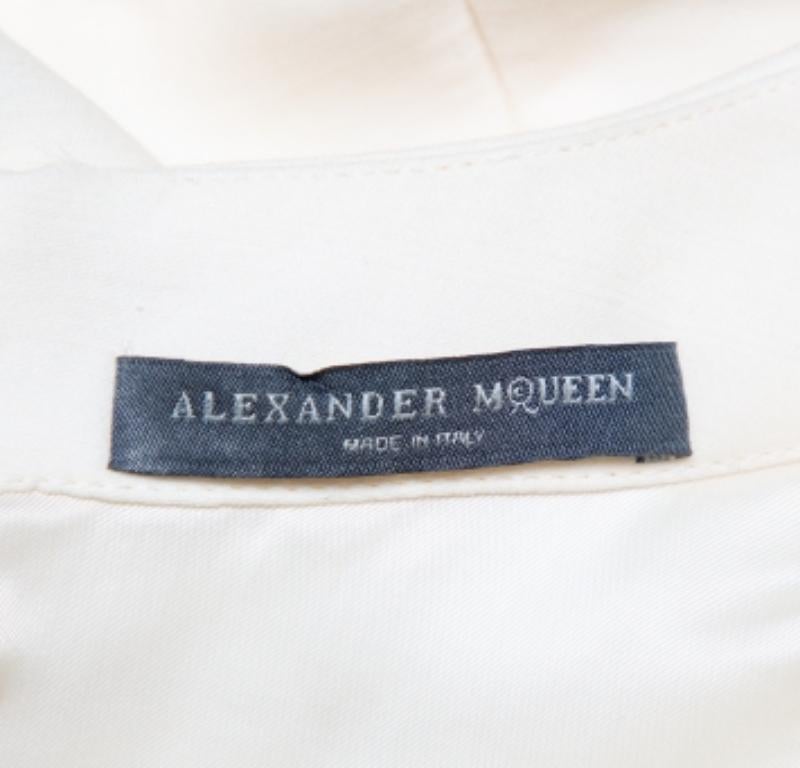 Gray Alexander McQueen Cream Wool & Silk Sleeveless Peplum Top S For Sale