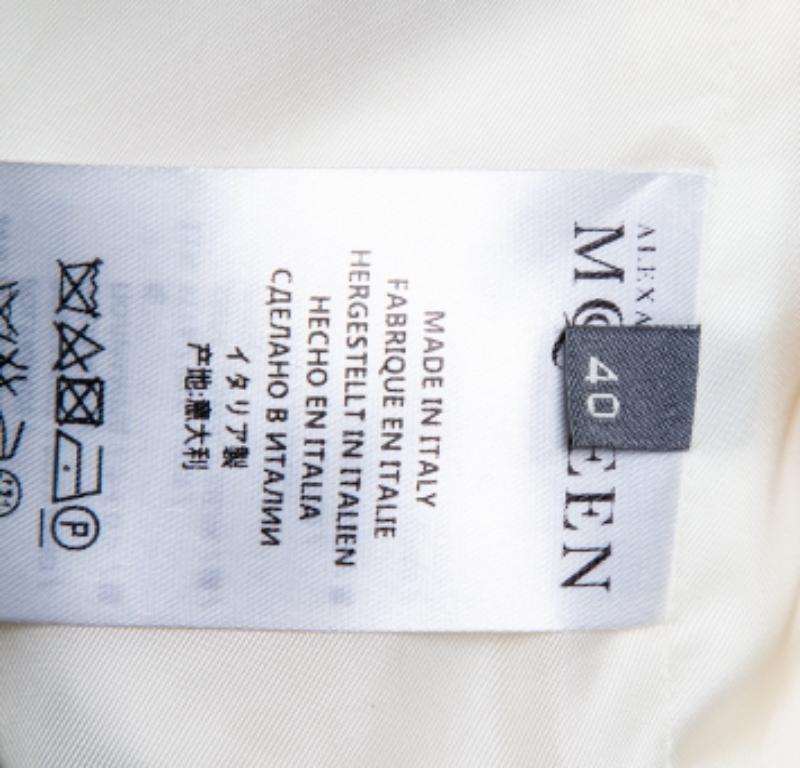 Alexander McQueen Cream Wool & Silk Sleeveless Peplum Top S In Good Condition For Sale In Dubai, Al Qouz 2