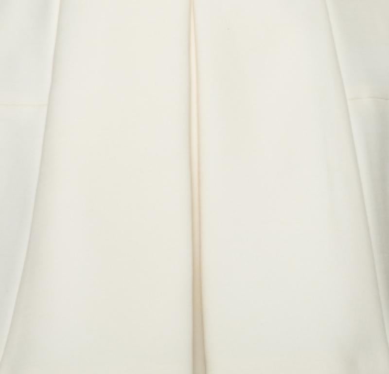 Alexander McQueen Cream Wool & Silk Sleeveless Peplum Top S For Sale 1