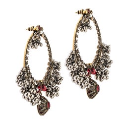 Alexander McQueen Creole Crystal Embellished Metallic Sphere Hoop Earrings