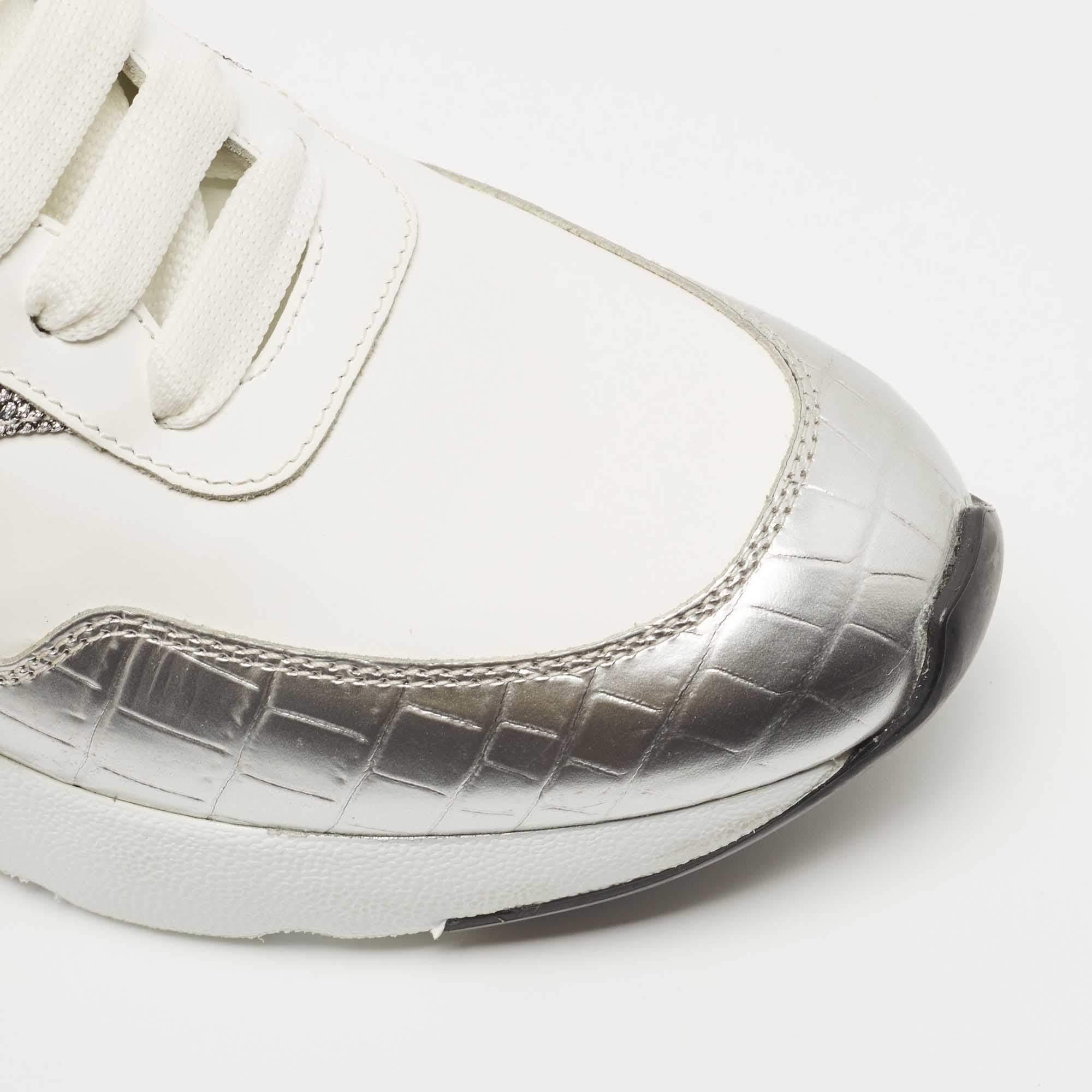 Alexander McQueen Croc Embossed Leather Oversized Low Top Sneakers Size 40.5 3