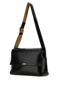Alexander McQueen Schultertasche aus Leder mit Krokodilprägung – Schwarz