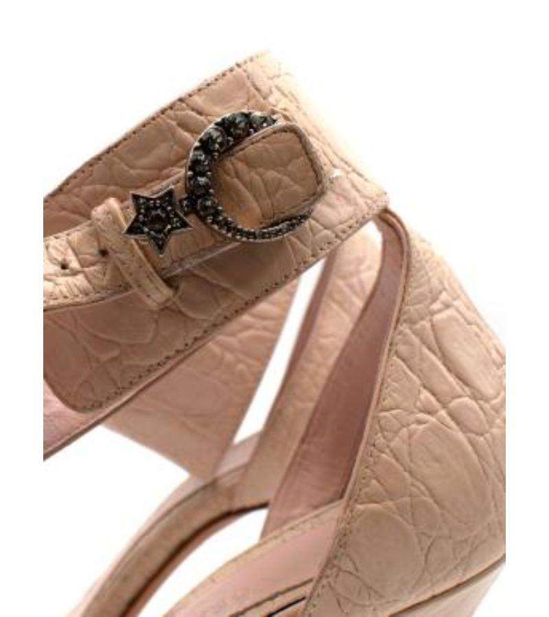 Alexander McQueen Crocodile-effect Blush Pink Heels In Good Condition For Sale In London, GB