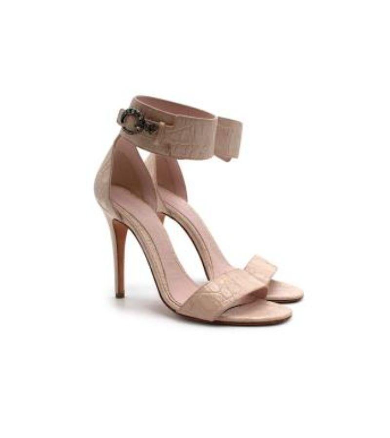 Alexander McQueen Crocodile-effect Blush Pink Heels For Sale