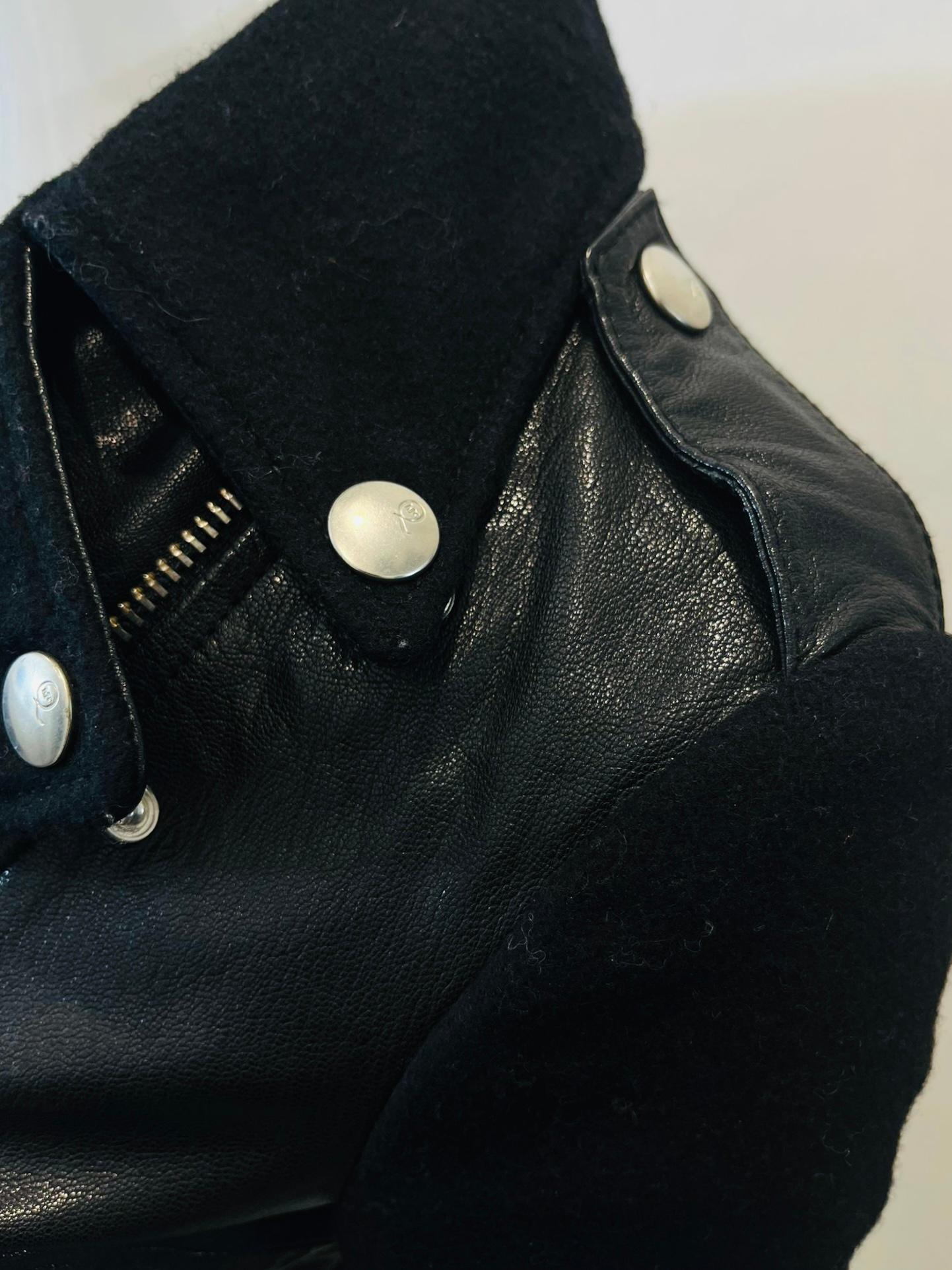 Alexander McQueen Cropped Peplum Leather & Wool Biker Jacket 2