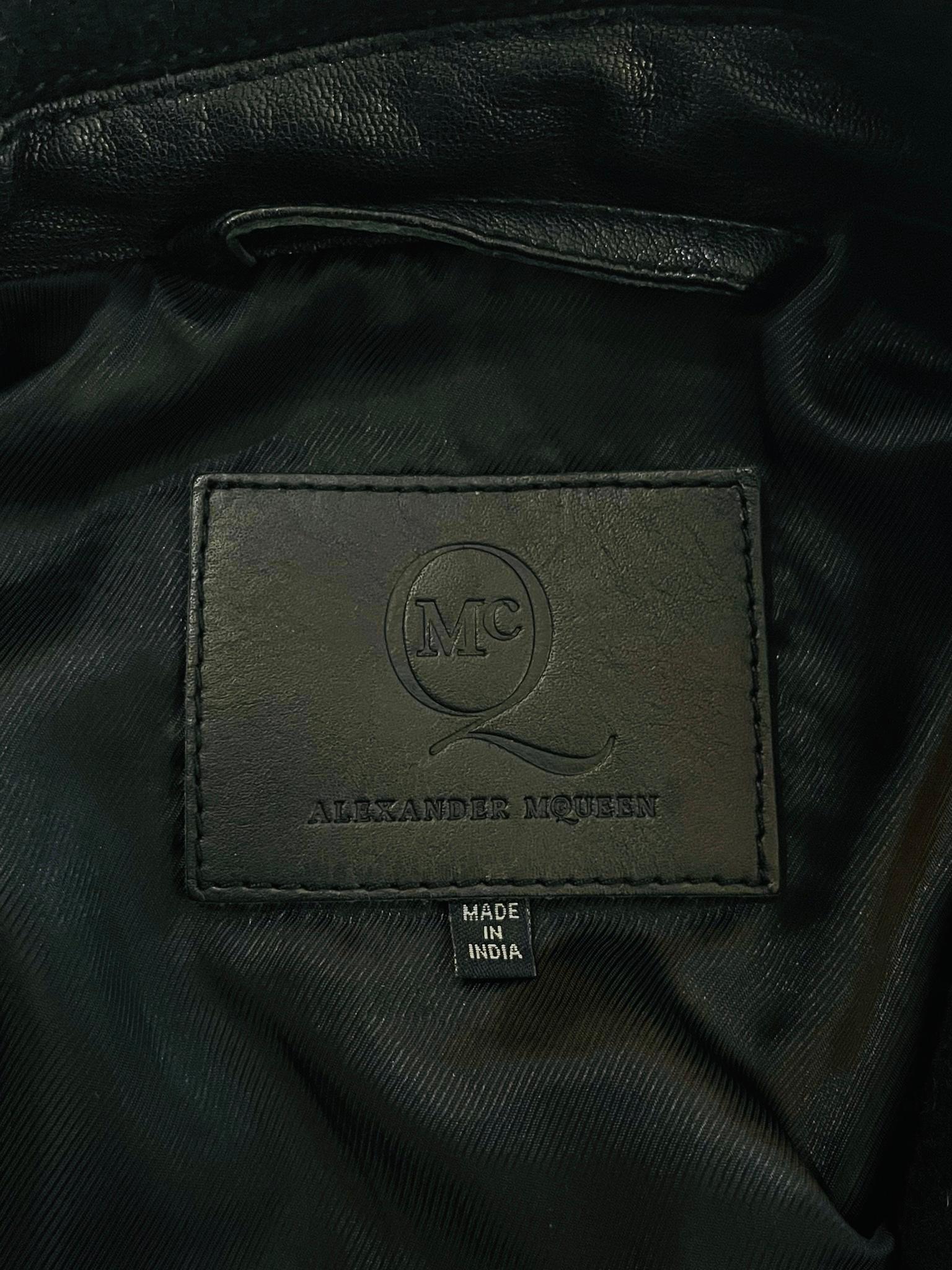 Alexander McQueen Cropped Peplum Leather & Wool Biker Jacket 3