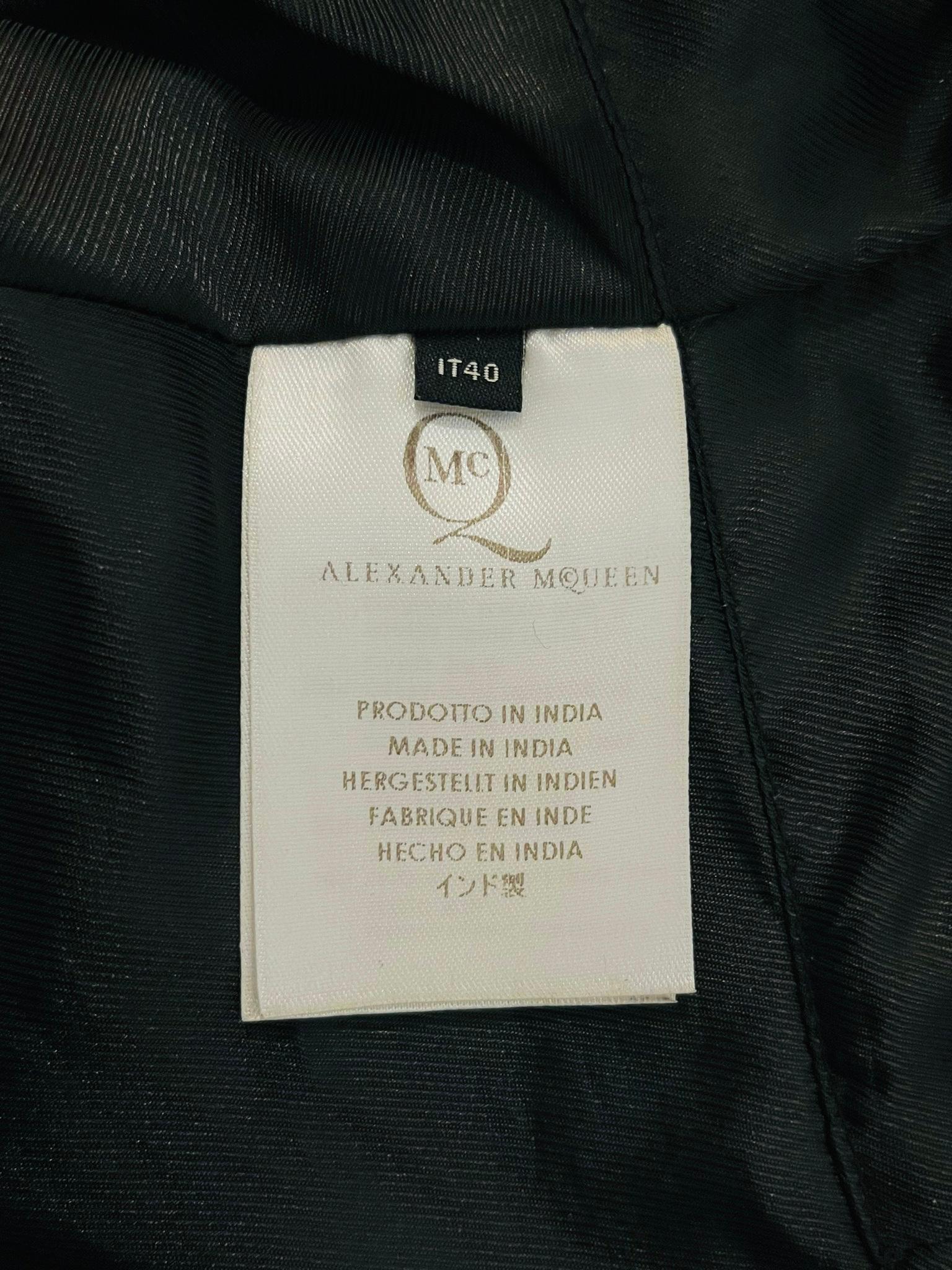 Alexander McQueen Cropped Peplum Leather & Wool Biker Jacket 4
