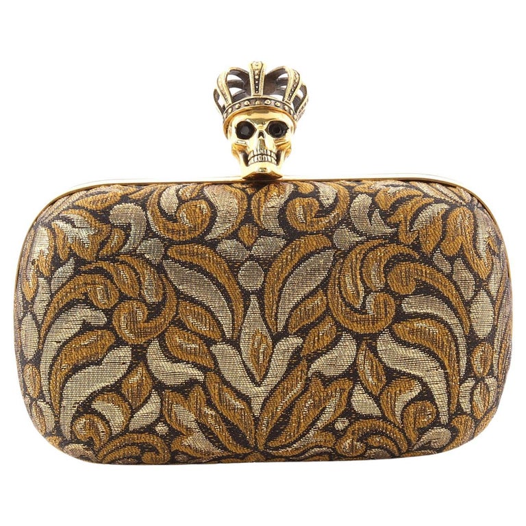 Alexander McQueen Crowned Skull Box Clutch Jacquard at 1stDibs