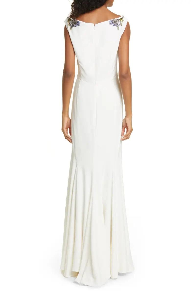 Alexander McQueen Crystal Embellished Crepe Sheath Gown in White NWT 1