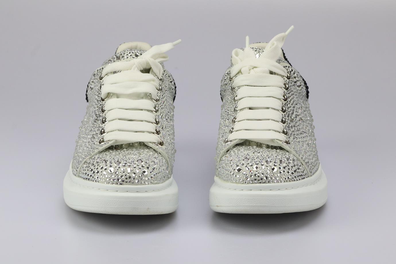 Alexander Mcqueen Crystal Embellished Suede Platform Sneakers Eu 40 Uk 7 Us 10 In Excellent Condition In London, GB