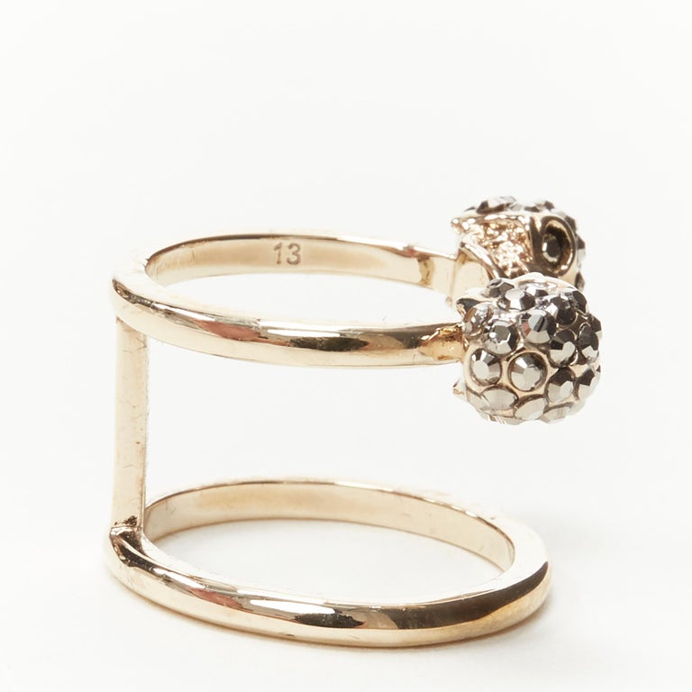 Alexander McQueen Women's Twin Skull Double Ring Gold main image 1