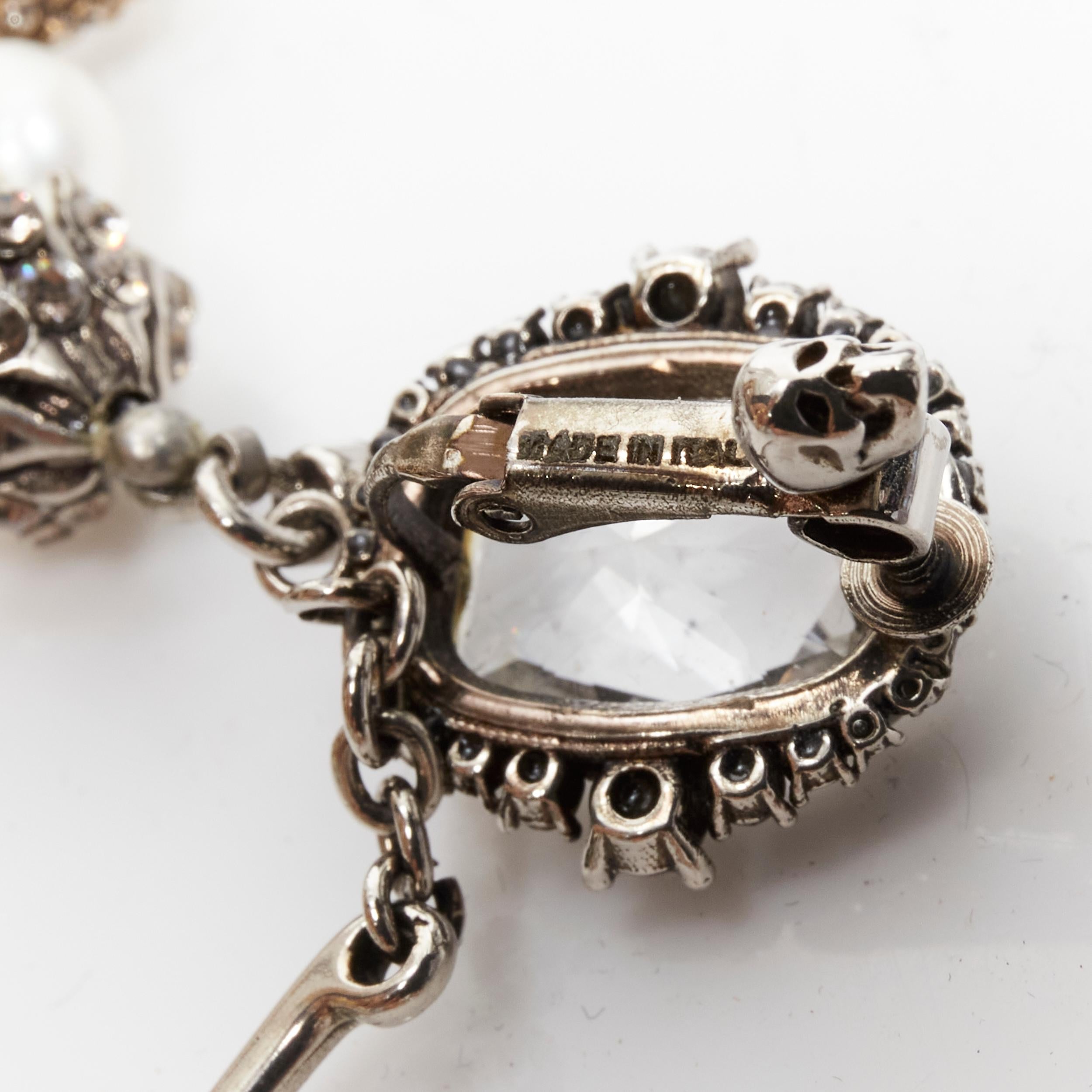 ALEXANDER MCQUEEN crystal jewel pearl bead crystal skull cuff dangling earring In Excellent Condition In Hong Kong, NT