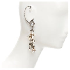 ALEXANDER MCQUEEN crystal jewel pearl bead crystal skull cuff dangling earring