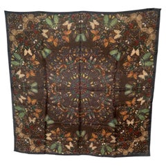 Alexander McQueen Damien Hirst Capaneus Butterfly Navy Blue Silk Shawl with Box
