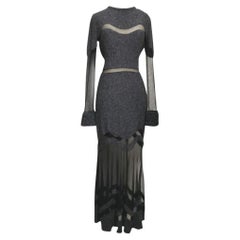 Alexander Mcqueen Dark Gray  Bouclé Wool and Silk Mesh Dress size S
