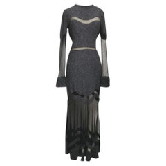 Alexander McQueen grigio scuro Abito a rete in lana e seta bouclé taglia S