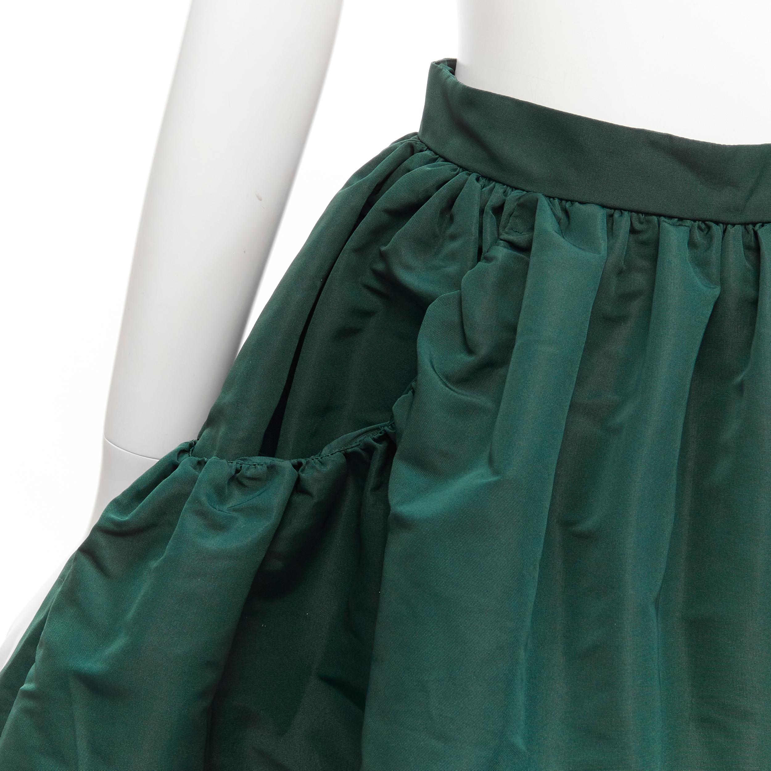Green ALEXANDER MCQUEEN dark green taffeta gathered A-line puff skirt IT38 XS
