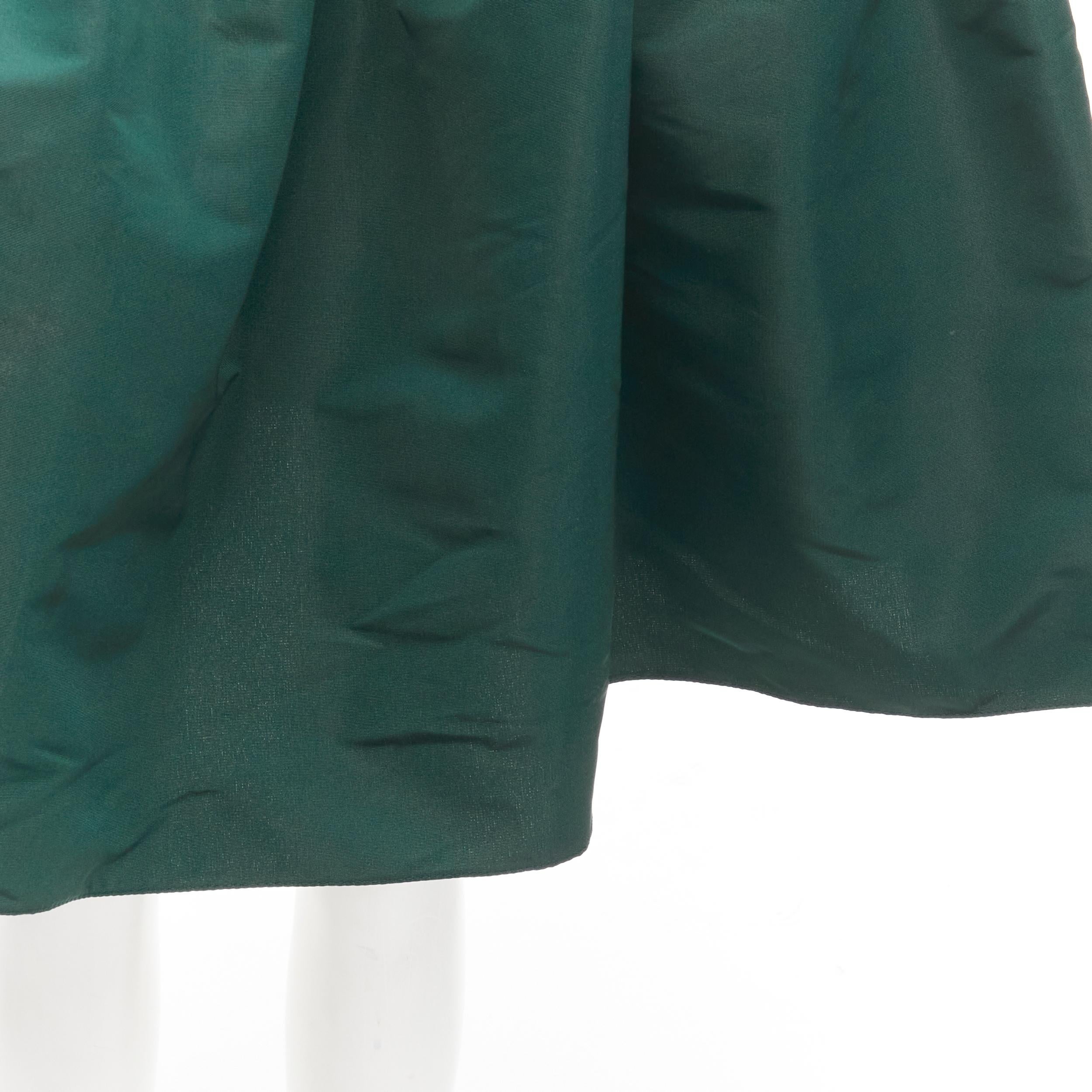 ALEXANDER MCQUEEN dark green taffeta gathered A-line puff skirt IT38 XS 2
