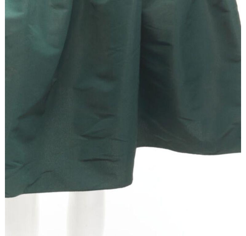 ALEXANDER MCQUEEN dark green taffeta gathered A-line puff skirt IT38 XS For Sale 1