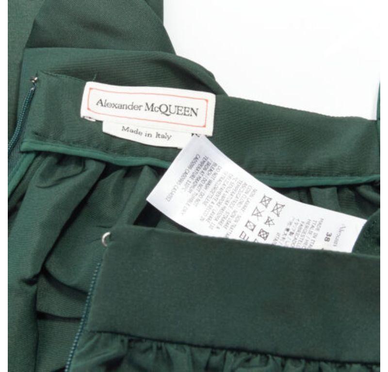 ALEXANDER MCQUEEN dark green taffeta gathered A-line puff skirt IT38 XS For Sale 3