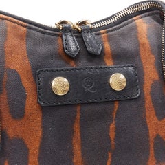 ALEXANDER MCQUEEN De Manta brown black leopard print canvas fold over clutch bag