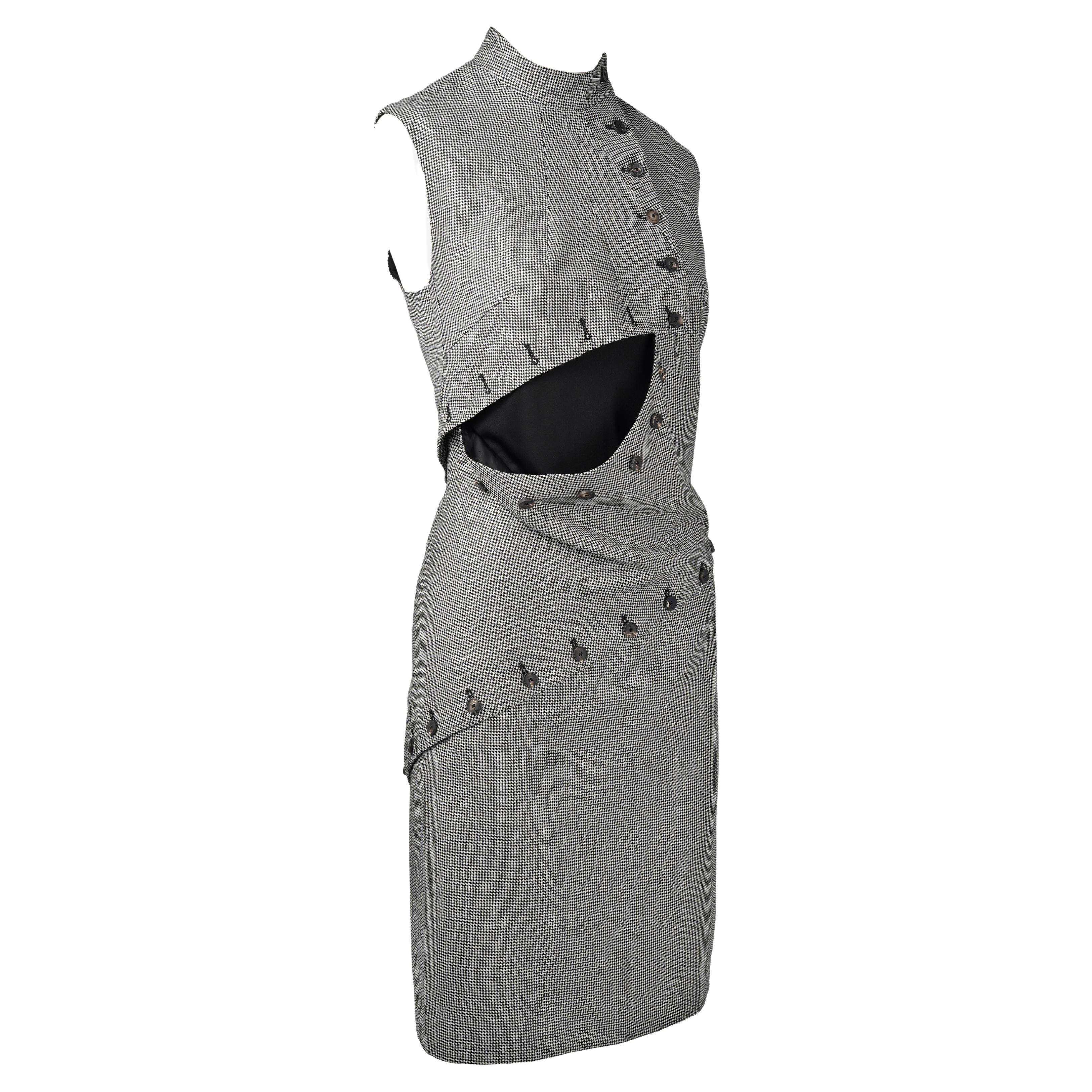Gray Alexander McQueen Deconstructed Cut-Out Tailoring Dress, Pre-Fall 2013 (IT 44) For Sale