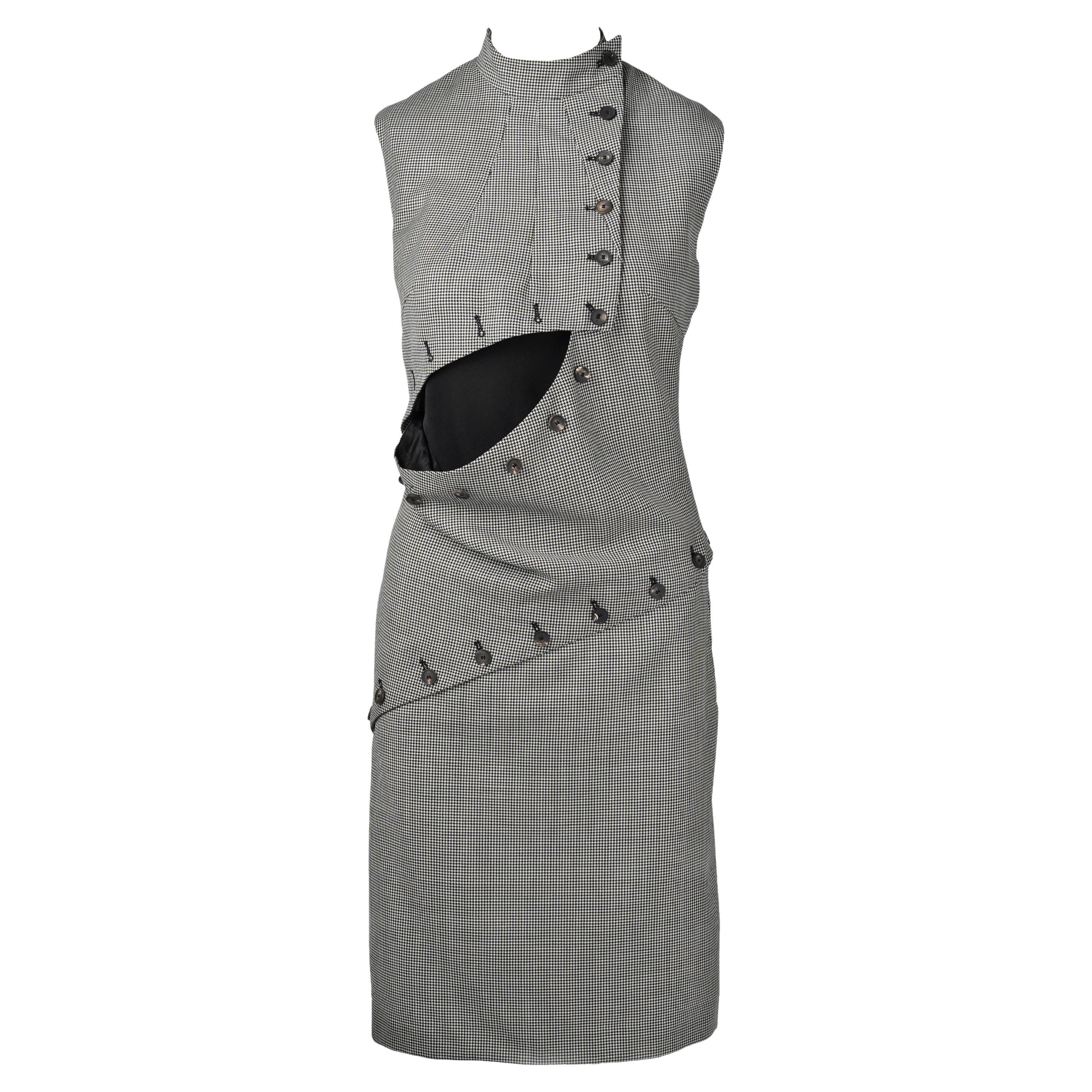 Alexander McQueen Deconstructed Cut-Out Tailoring Dress, Pre-Fall 2013 (IT 44) For Sale