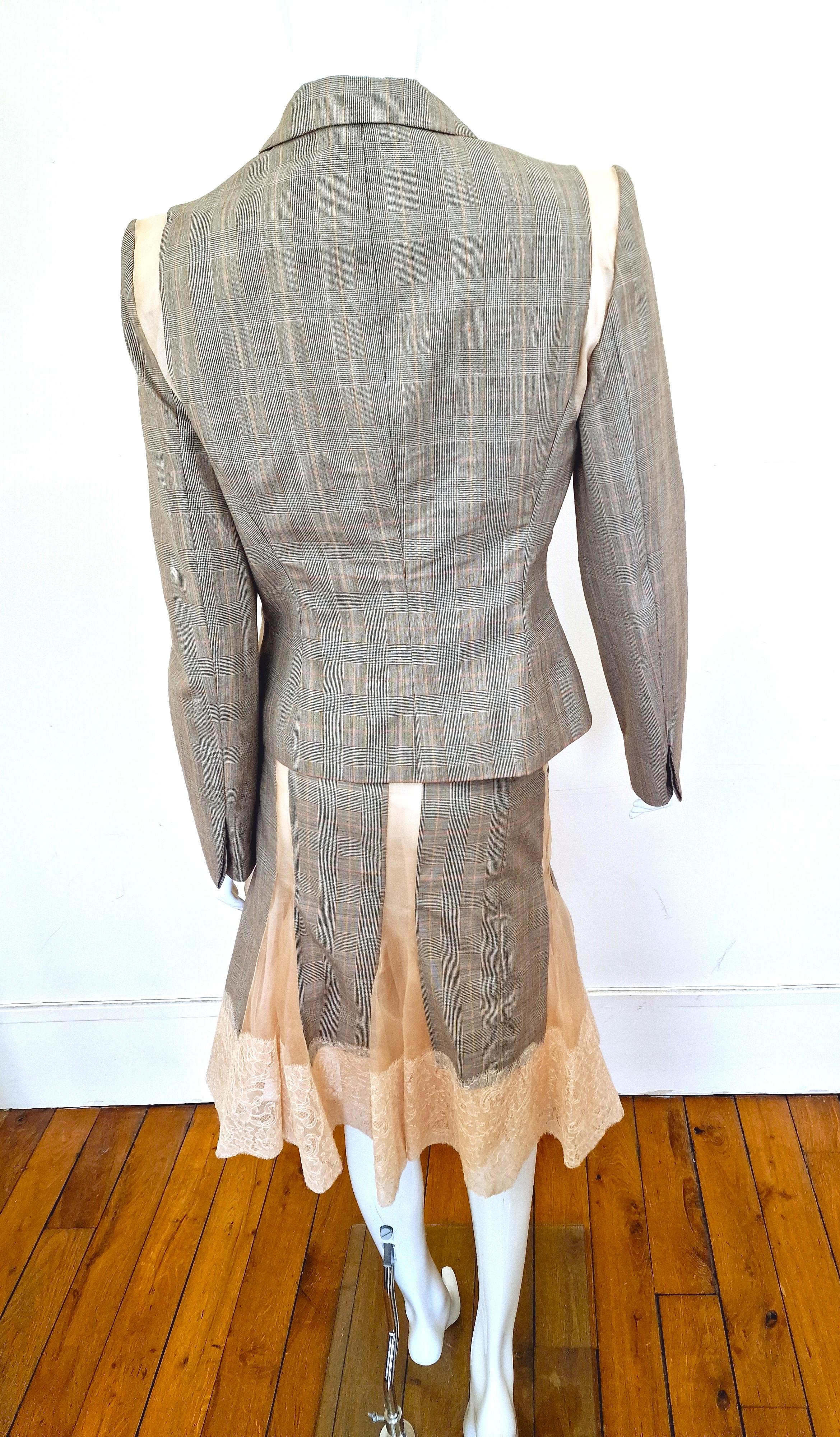 Alexander McQueen Deliverance 2004 S/S Runway Large Check Suit Skirt Dress For Sale 10