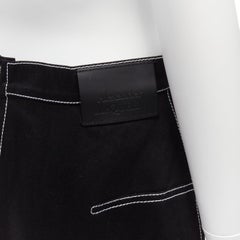 ALEXANDER MCQUEEN denim back pleat white topstitch leather tag skirt IT44 L