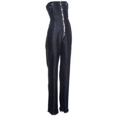 Vintage Alexander McQueen denim corset jumpsuit, fw 1996