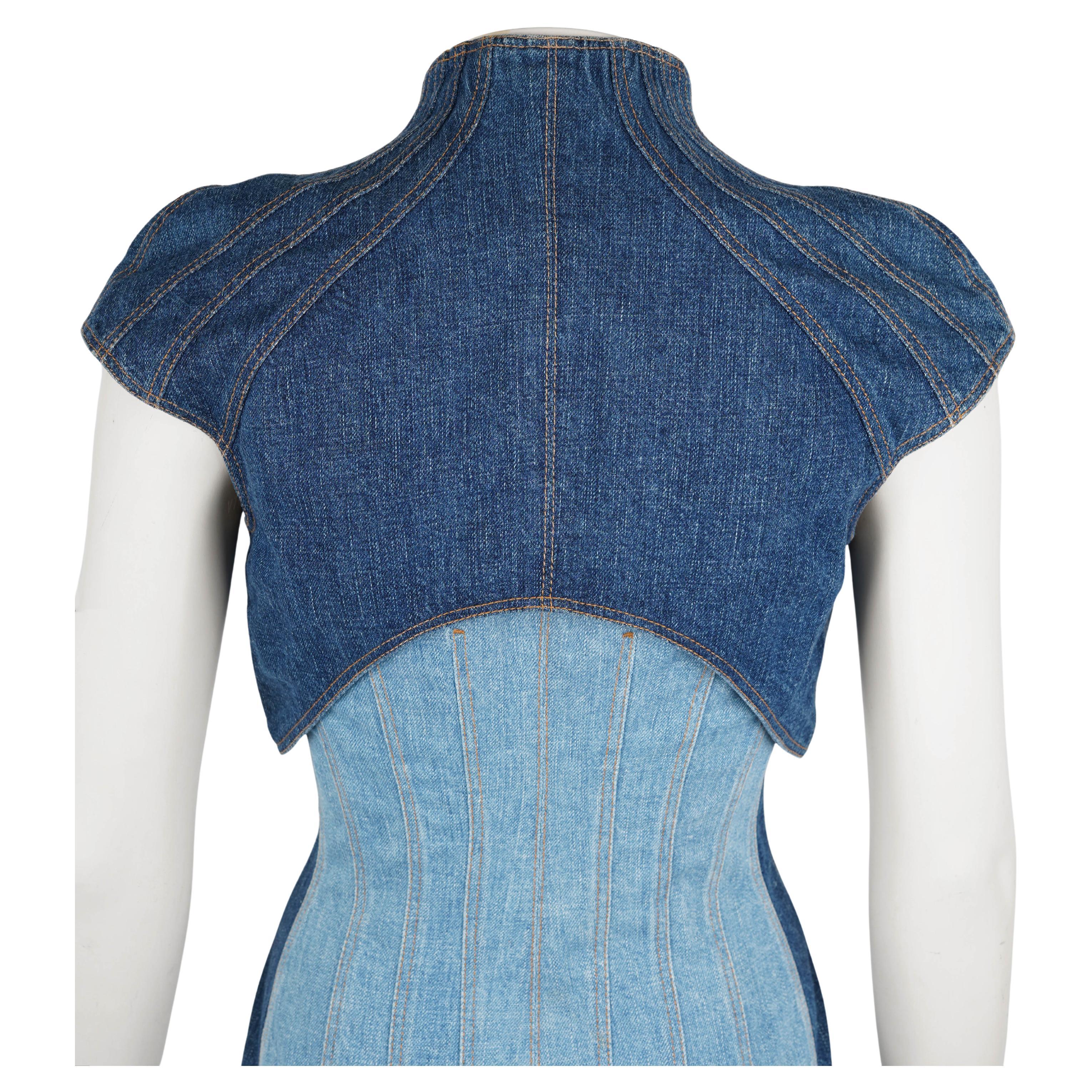 Alexander McQueen Denim Corset Top — F/W 2002 Collection  IT 38 For Sale 5
