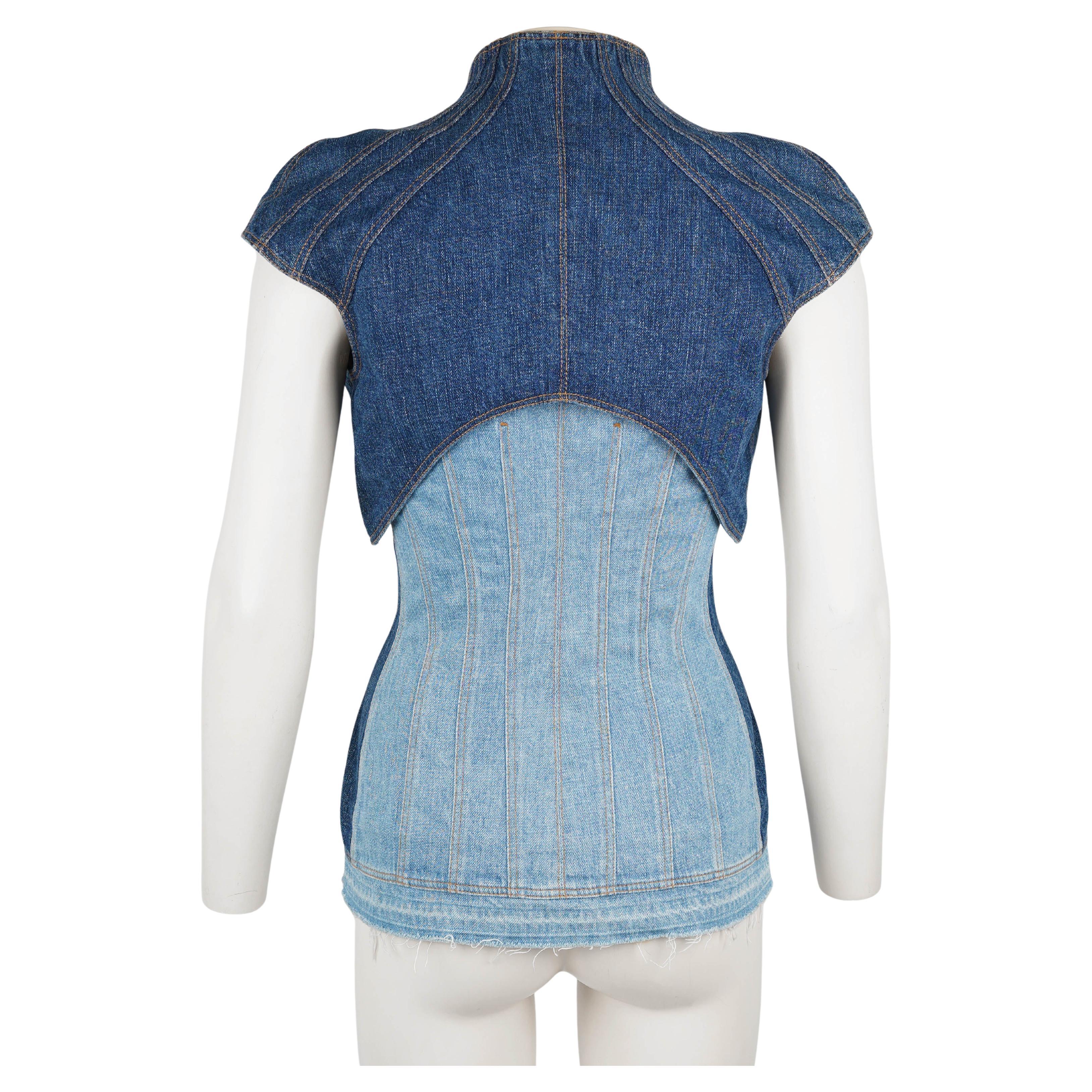Alexander McQueen Denim Corset Top — F/W 2002 Collection  IT 38 For Sale 6