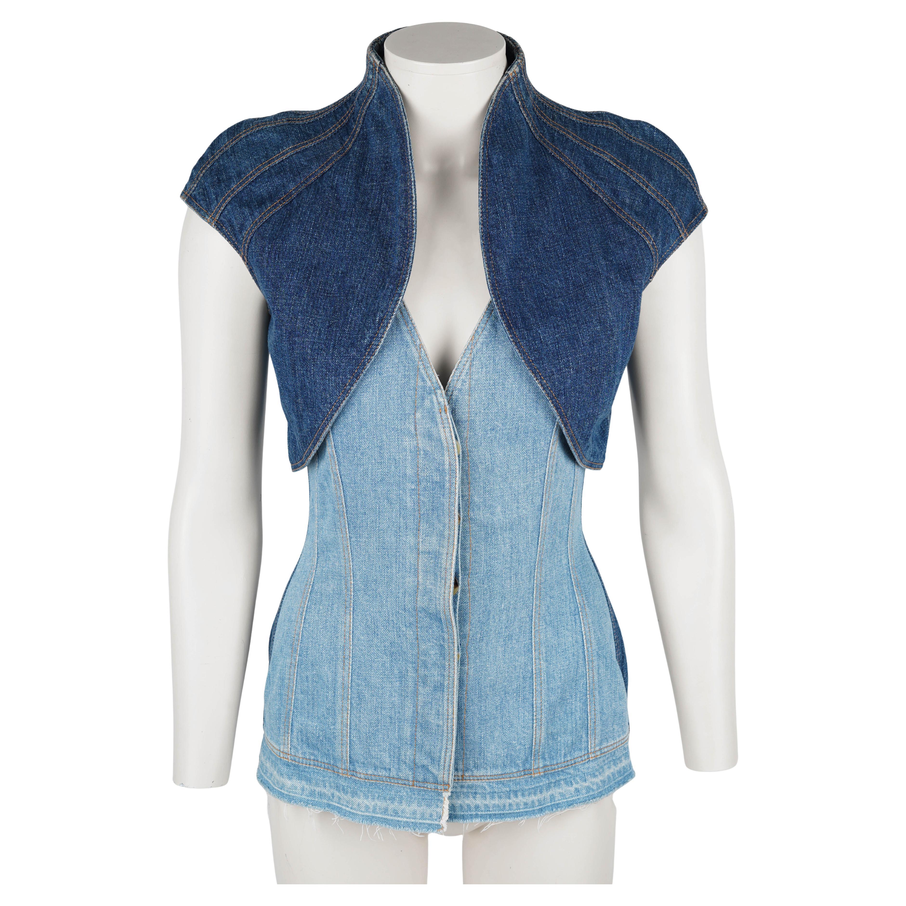 Gray Alexander McQueen Denim Corset Top — F/W 2002 Collection  IT 38 For Sale