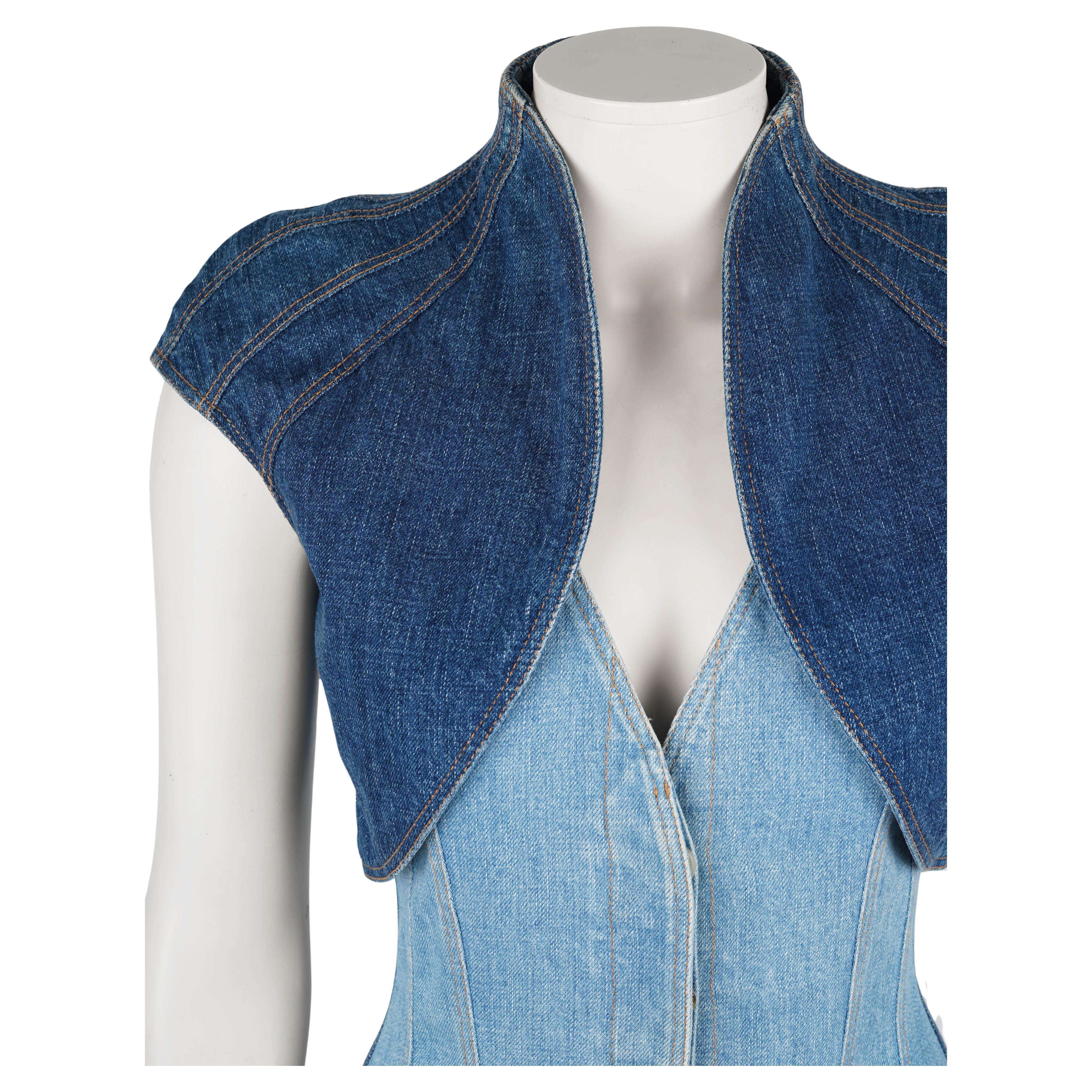 Alexander McQueen Denim Corset Top — F/W 2002 Collection  IT 38 In Good Condition For Sale In Berlin, DE