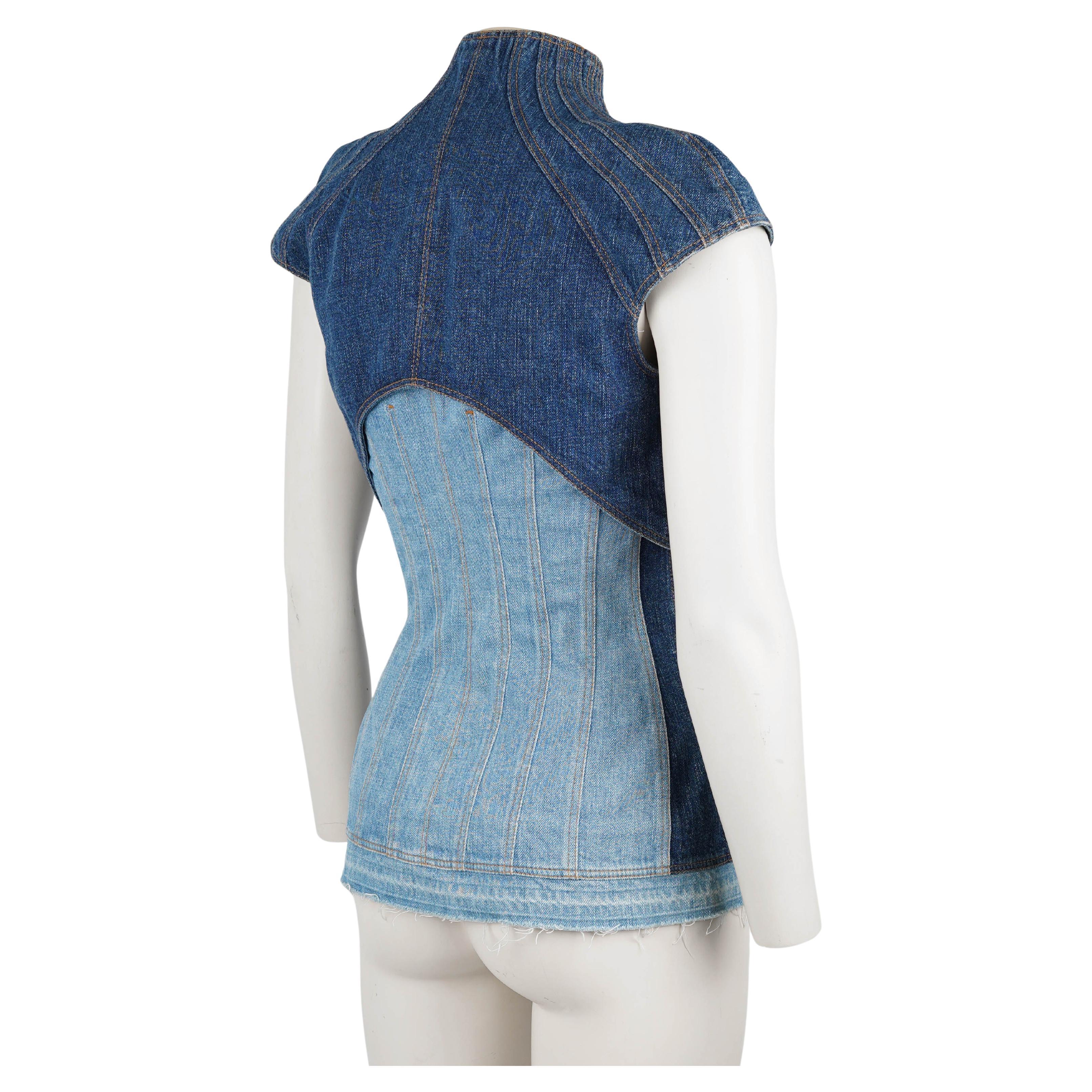 Alexander McQueen Denim Corset Top — F/W 2002 Collection  IT 38 For Sale 2