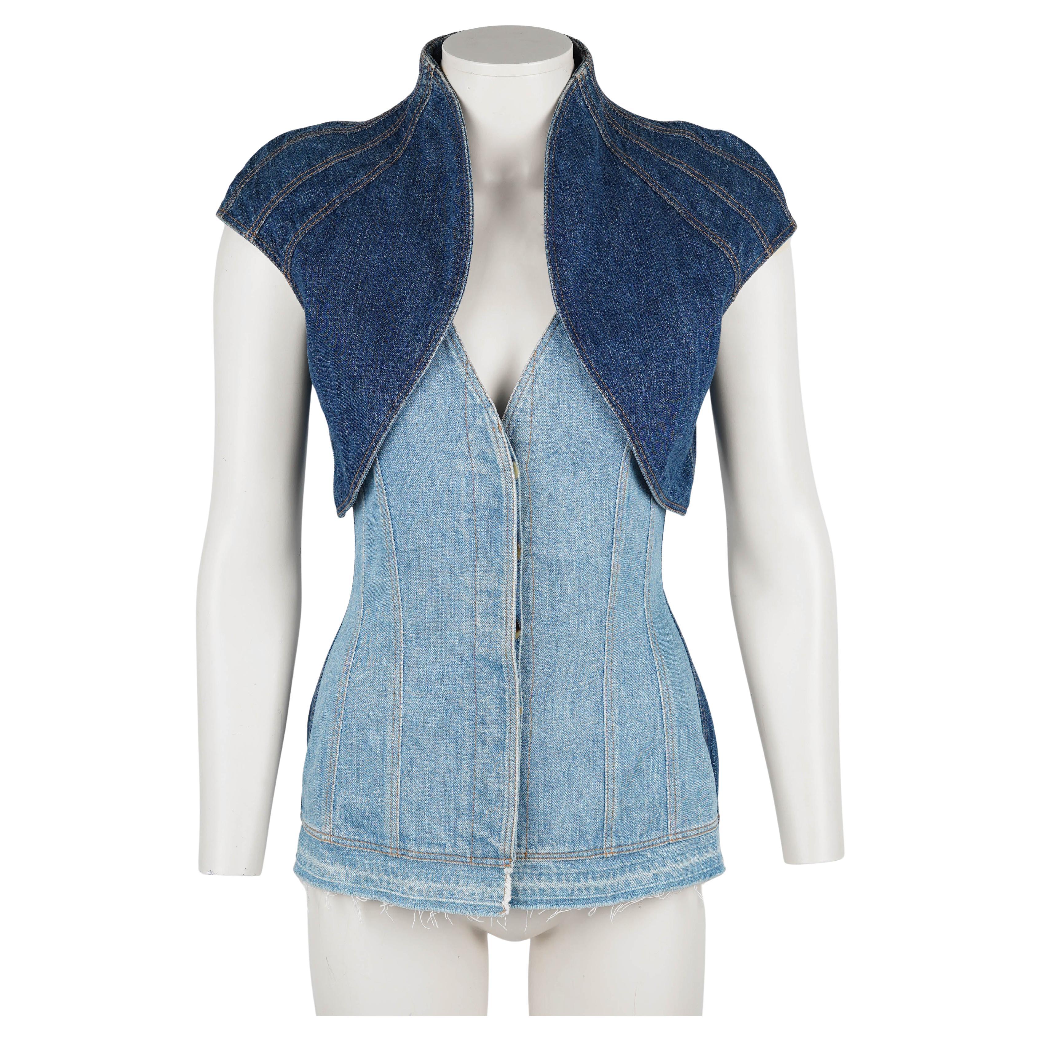 Alexander McQueen Denim Corset Top — F/W 2002 Collection  IT 38 For Sale
