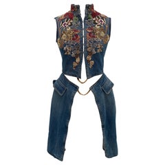 Alexander McQueen Denim Embroidered Dress 