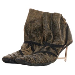 Vintage Alexander McQueen Distressed Leather Boots with Metal Heels