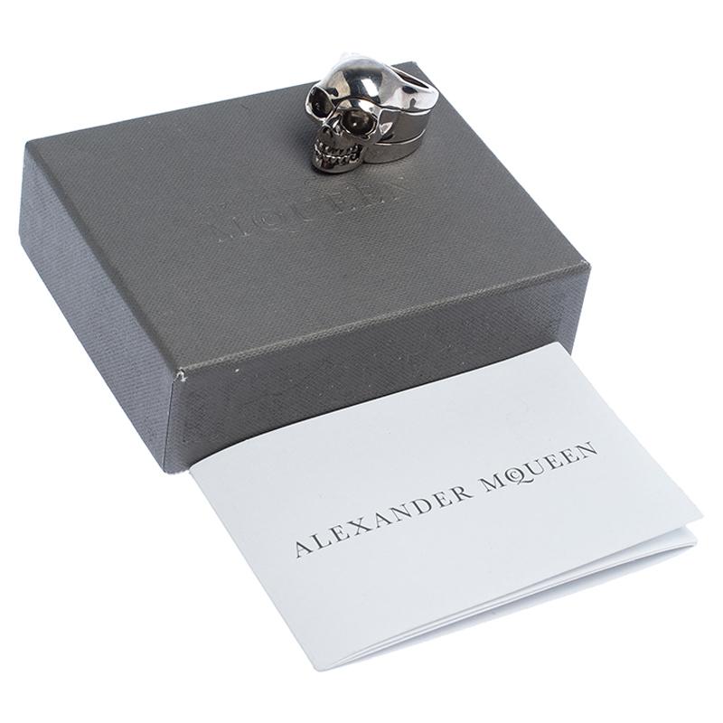 Women's Alexander McQueen Divided Skull Silver Tone Ring Size 23