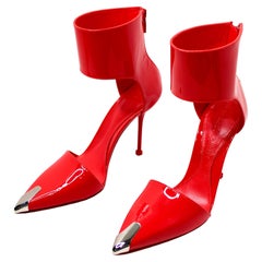 Alexander McQueen D'Orsay Red Patent Leather Pumps