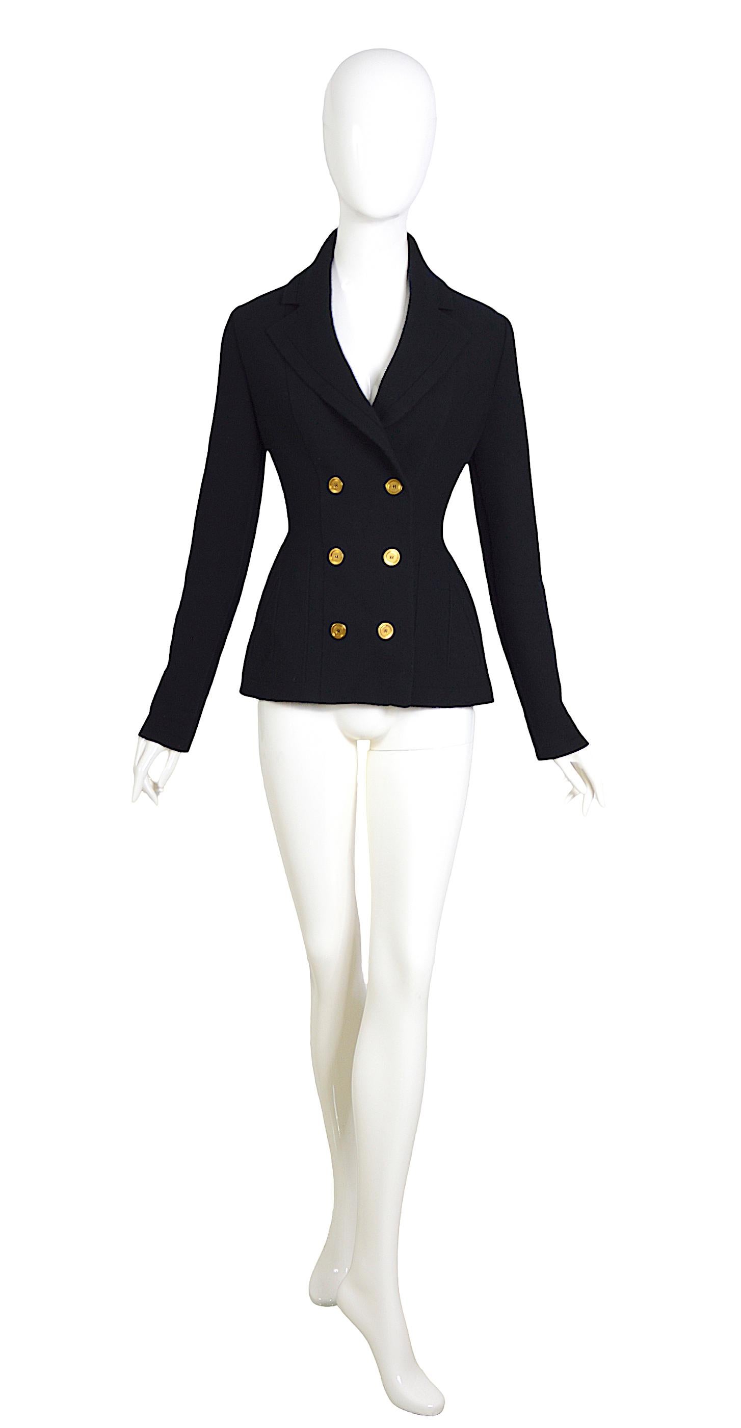 Black Alexander McQueen Double-Breasted Cashmere Knit Jersey Cardigan Jacket For Sale