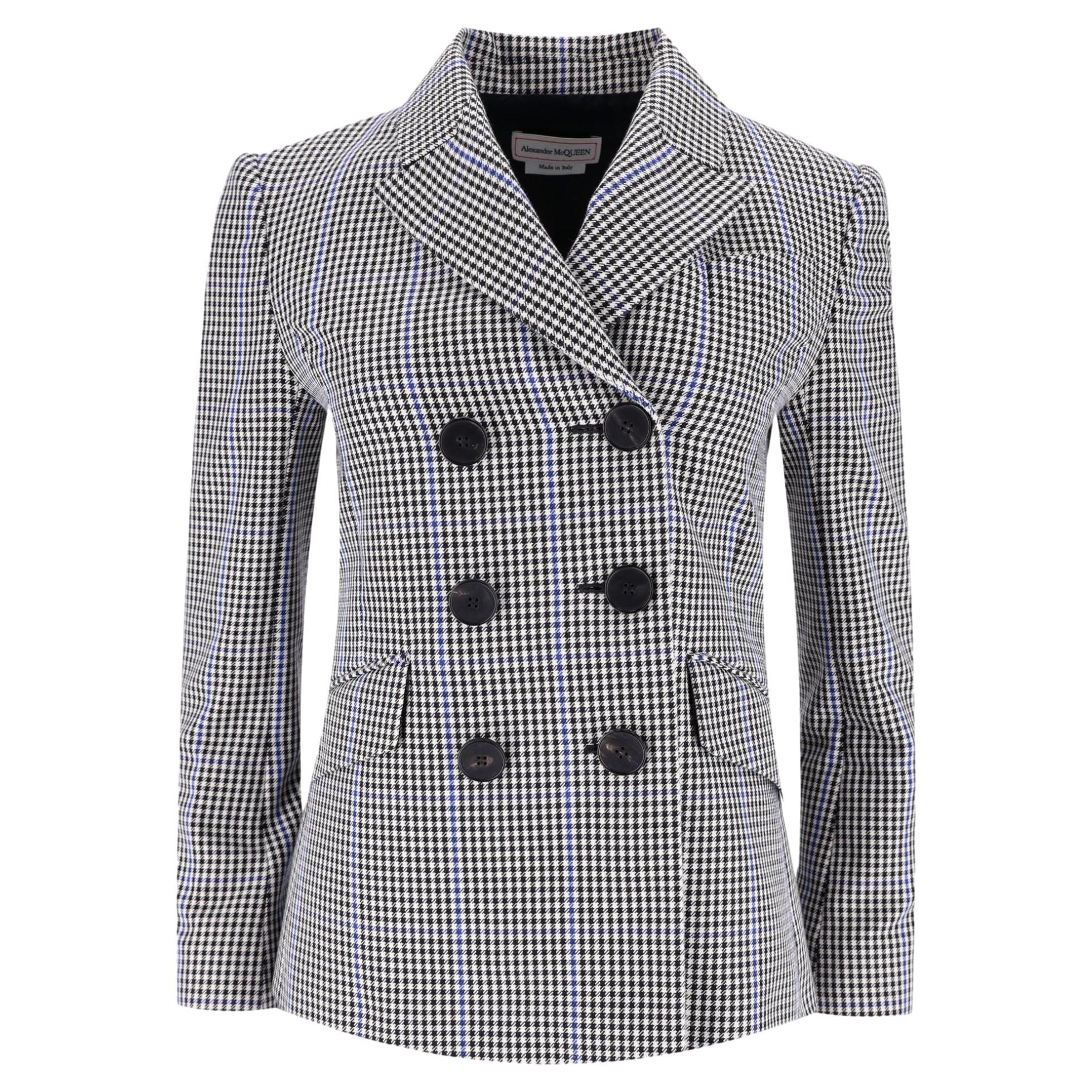 Alexander McQueen Double-Breasted Houndstooth Jacket For Sale
