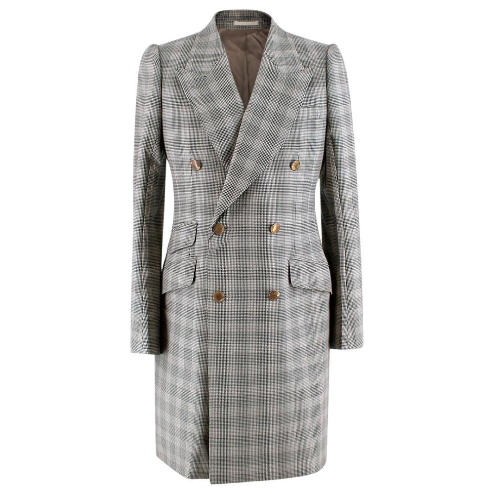 Alexander McQueen Double Breasted Micro Houndstooth Coat - Size Medium - EU 48 For Sale