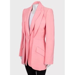 Alexander McQueen Double-Collar Pink Wool Blazer - IT42/M