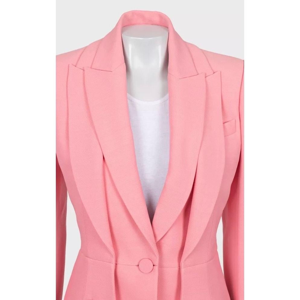 Alexander McQueen Blazer en laine rose à double col - IT42/M Bon état - En vente à Krakow, PL