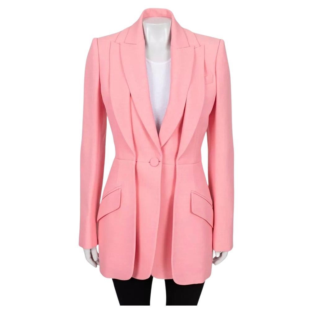 Alexander McQueen Double-Collar Pink Wool Blazer - IT42/M
