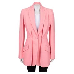 Alexander McQueen Double-Collar Pink Wool Blazer - IT42/M