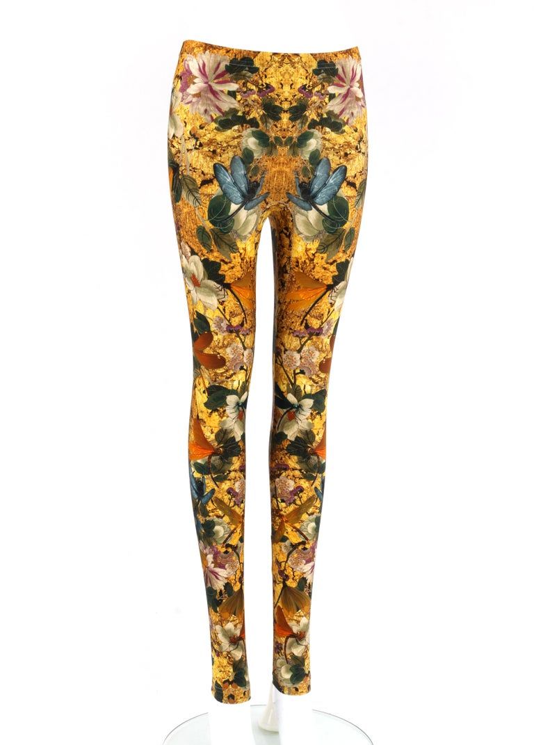 Alexander Mcqueen Dragonfly Floral Printed Stretch Legging Pant For Sale At 1stdibs